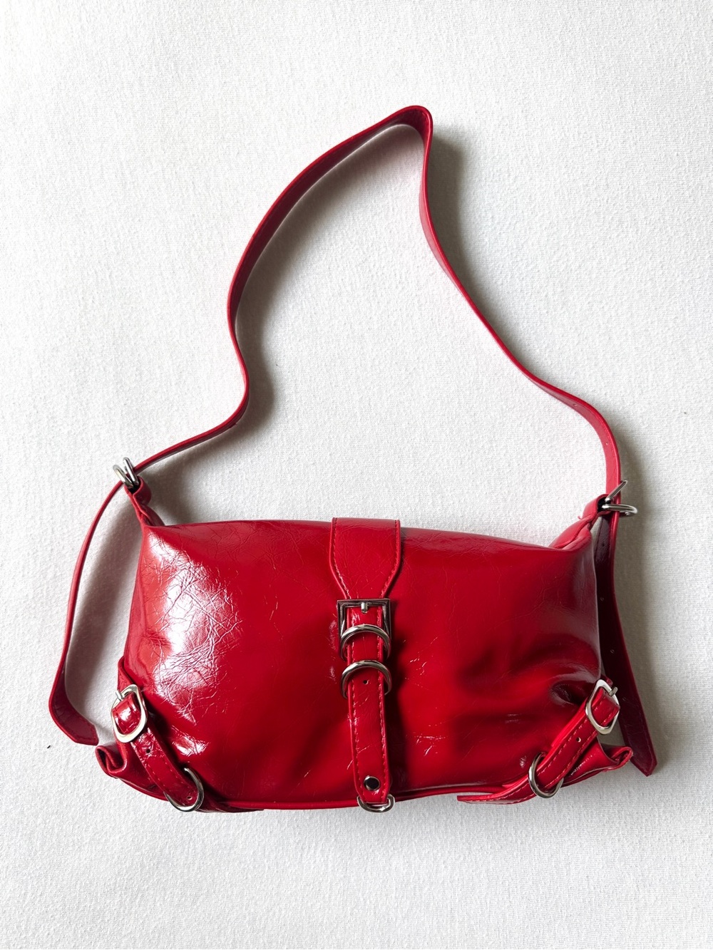 8 Other Reasons Adeline Red Patent Shoulder Bag NWT Y2K - Picture 2 of 7
